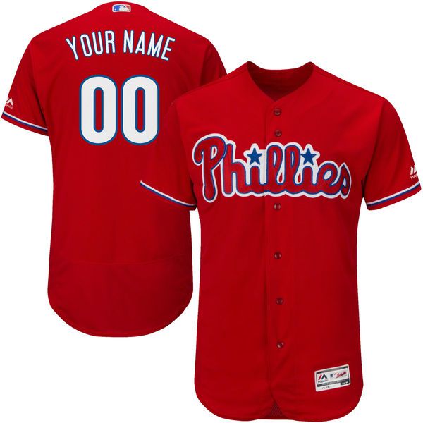 Men Philadelphia Phillies Majestic Alternate Red Scarlet Flex Base Authentic Collection Custom MLB Jersey->customized mlb jersey->Custom Jersey